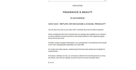 chanel perfume return policy|Chanel online returns form.